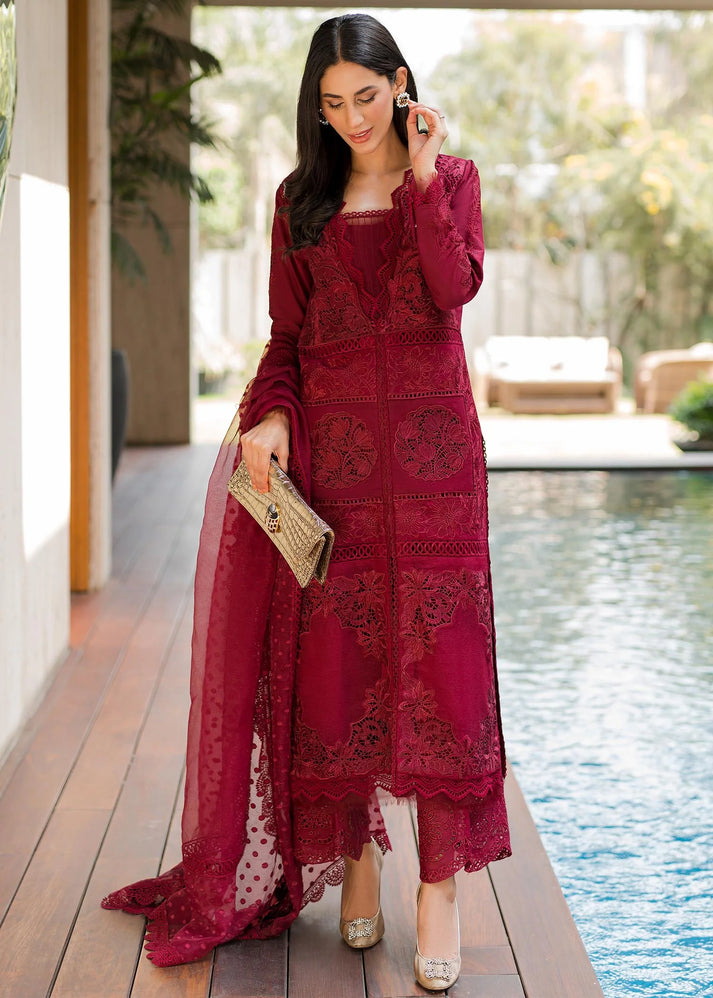 ROUGE BY SAIRA SHAKIRA  "LUXURY EMBROIDERED LAWN 25" UNSTITCHED 3-PIECE SUIT "VALENTINE RED"
