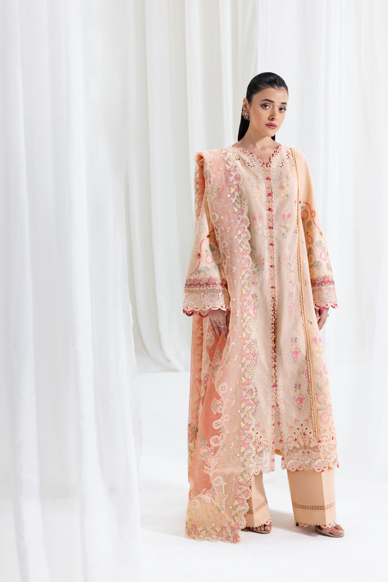 ZOYA BY QALAMKAR | LUXURY CHICKENKARI LAWN WITH HEAVY MULTI THREAD EMBROIDERED WORK | UNSTITCHED 3-PIECE SUIT |  DESIGN-SB-07