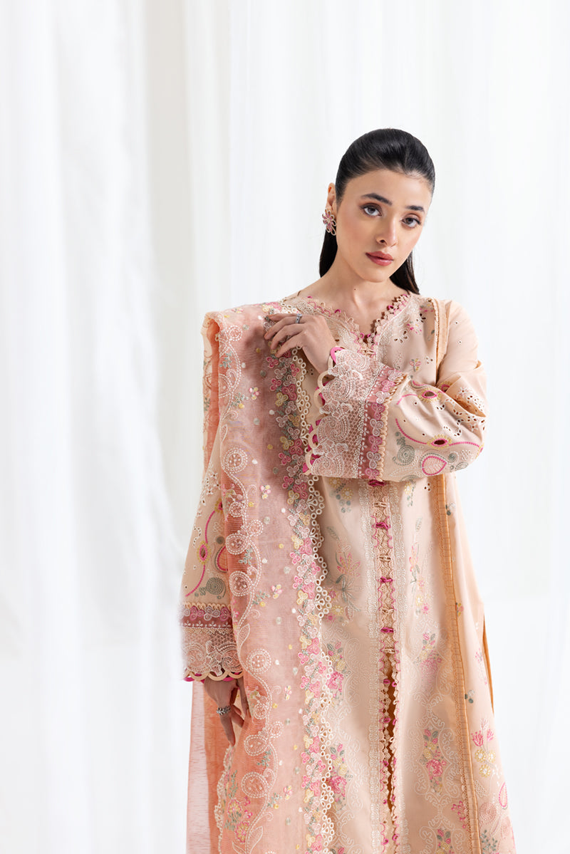 ZOYA BY QALAMKAR | LUXURY CHICKENKARI LAWN WITH HEAVY MULTI THREAD EMBROIDERED WORK | UNSTITCHED 3-PIECE SUIT |  DESIGN-SB-07