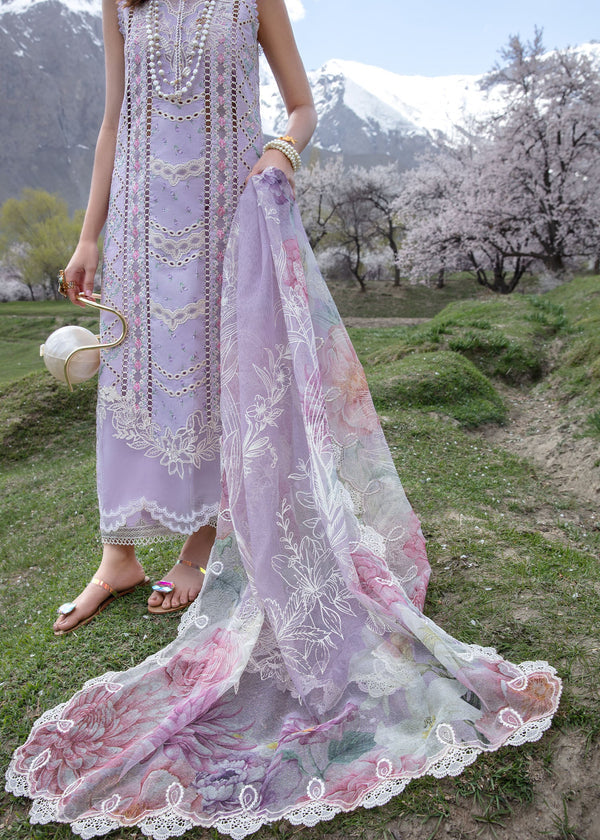 CRIMSON | LUXURY LAWN 2025 | HEAVY EMBROIDERED | DIGITAL PRINTED DUPPATA | A FLORAL MESH - LAVENDER