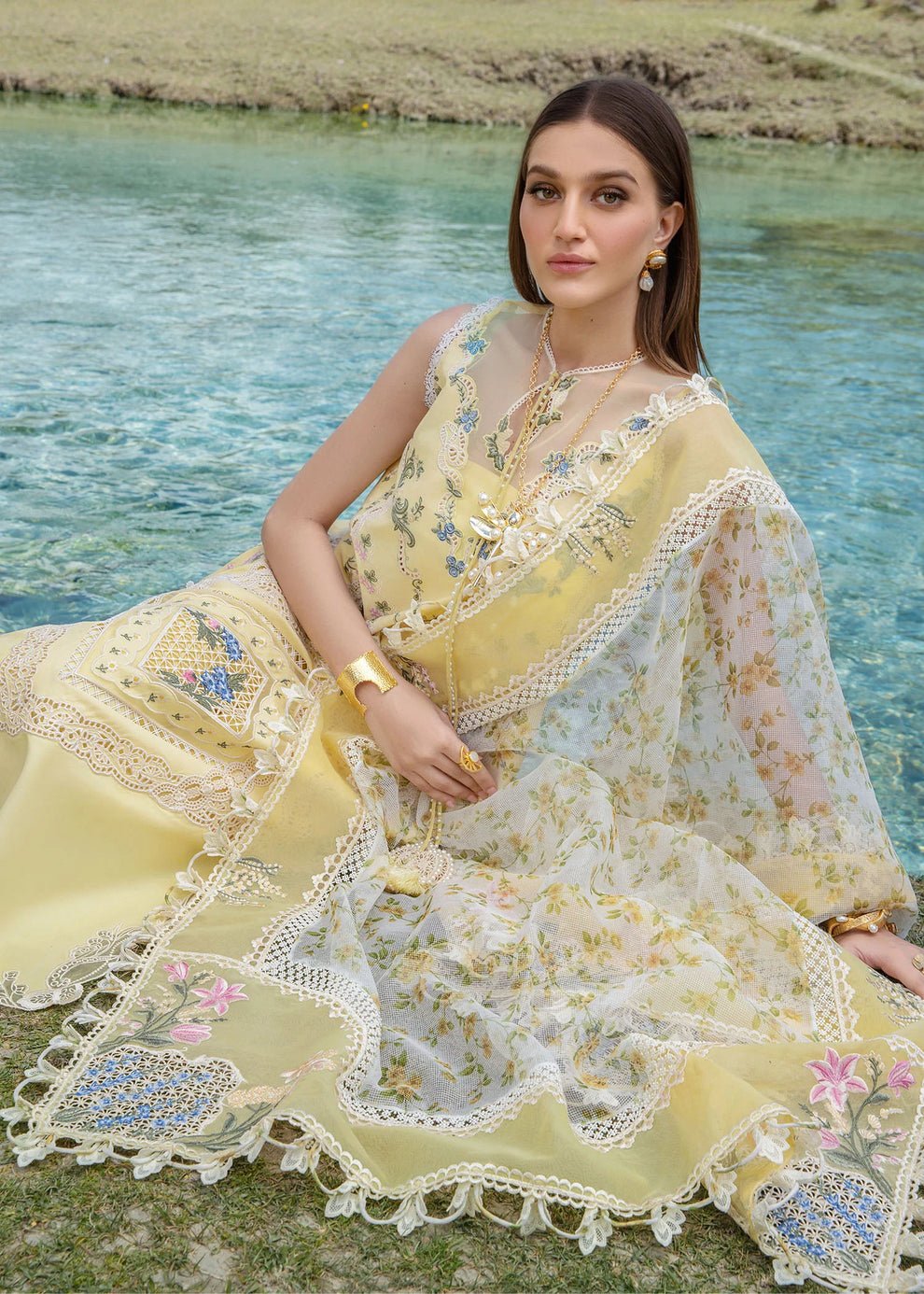 CRIMSON - A French Brunch - Sunflower Yellow - LUXURY LAWN CHIKANKARI - EMBROIDERED UNSTITCHED 3-PIECE SUIT