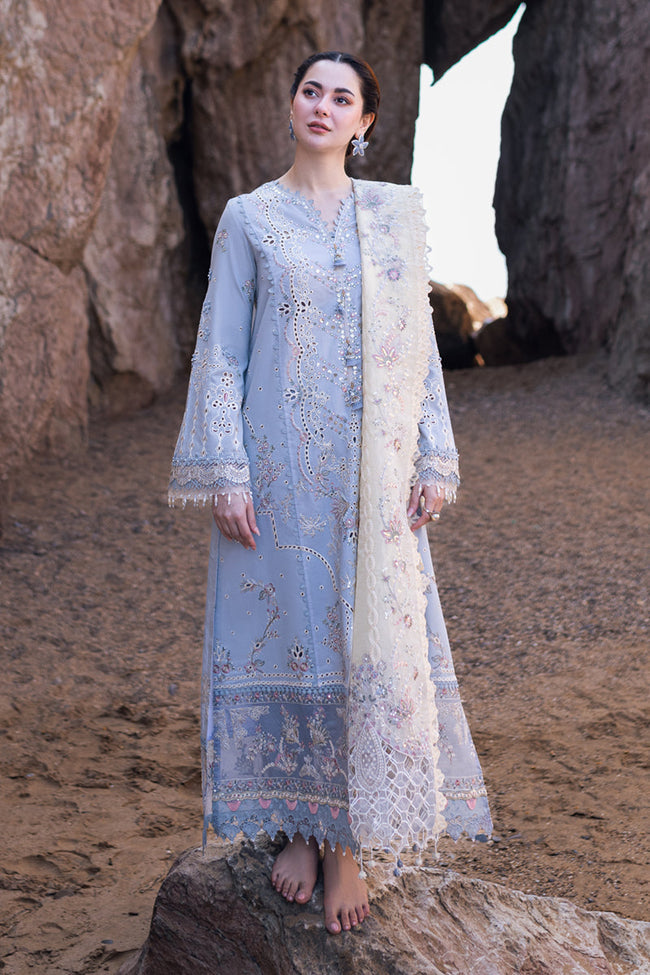 QALAMKAR | LUXURY LAWN CHIKANKARI WORK WITH HEAVY EMBROIDERED | UNSTITCHED 3-PIECE SUIT | FIRUZE