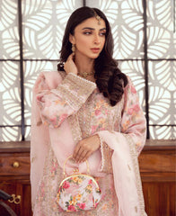 BINT-E-NOOR | EXCLUSIVE WEAR | MULTI DIGITAL PRINTED WITH PREMIUM EMBROIDERED ORGANZA DRESS WITH PRINTED CLUTCH | UNSTITCHED 3-PIECE SUIT