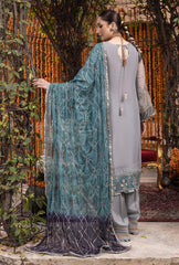 RANG-E-MEHFIL BY ADAN'S LIBAS | ELEGANTLY ARTICLE | FULLY HEAVY MULTI THREAD EMBROIDERED SEQUENCE WORK WITH HANGING TASSELS & PEARL'S WORK IN CHIFFON DRESS | UNSTITCHED 3-PIECE SUIT | D-005