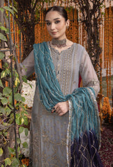 RANG-E-MEHFIL BY ADAN'S LIBAS | ELEGANTLY ARTICLE | FULLY HEAVY MULTI THREAD EMBROIDERED SEQUENCE WORK WITH HANGING TASSELS & PEARL'S WORK IN CHIFFON DRESS | UNSTITCHED 3-PIECE SUIT | D-005