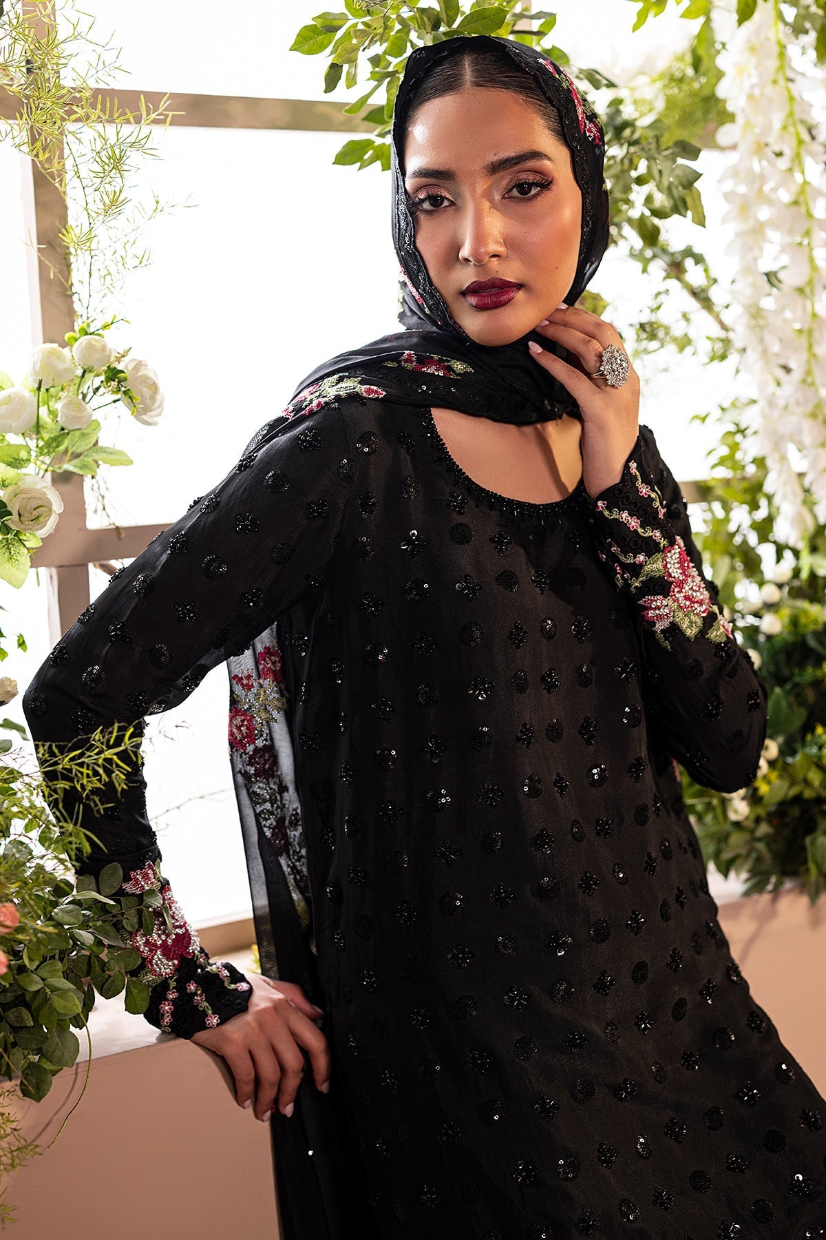 OPAL BY CHARIZMA | FULLY HEAVY MULTI THREAD EMBROIDERED SEQUENCE WORK WITH PEARL'S, STONE, & HANGING TASSELS WORK | UNSTITCHED 3-PIECE SUIT