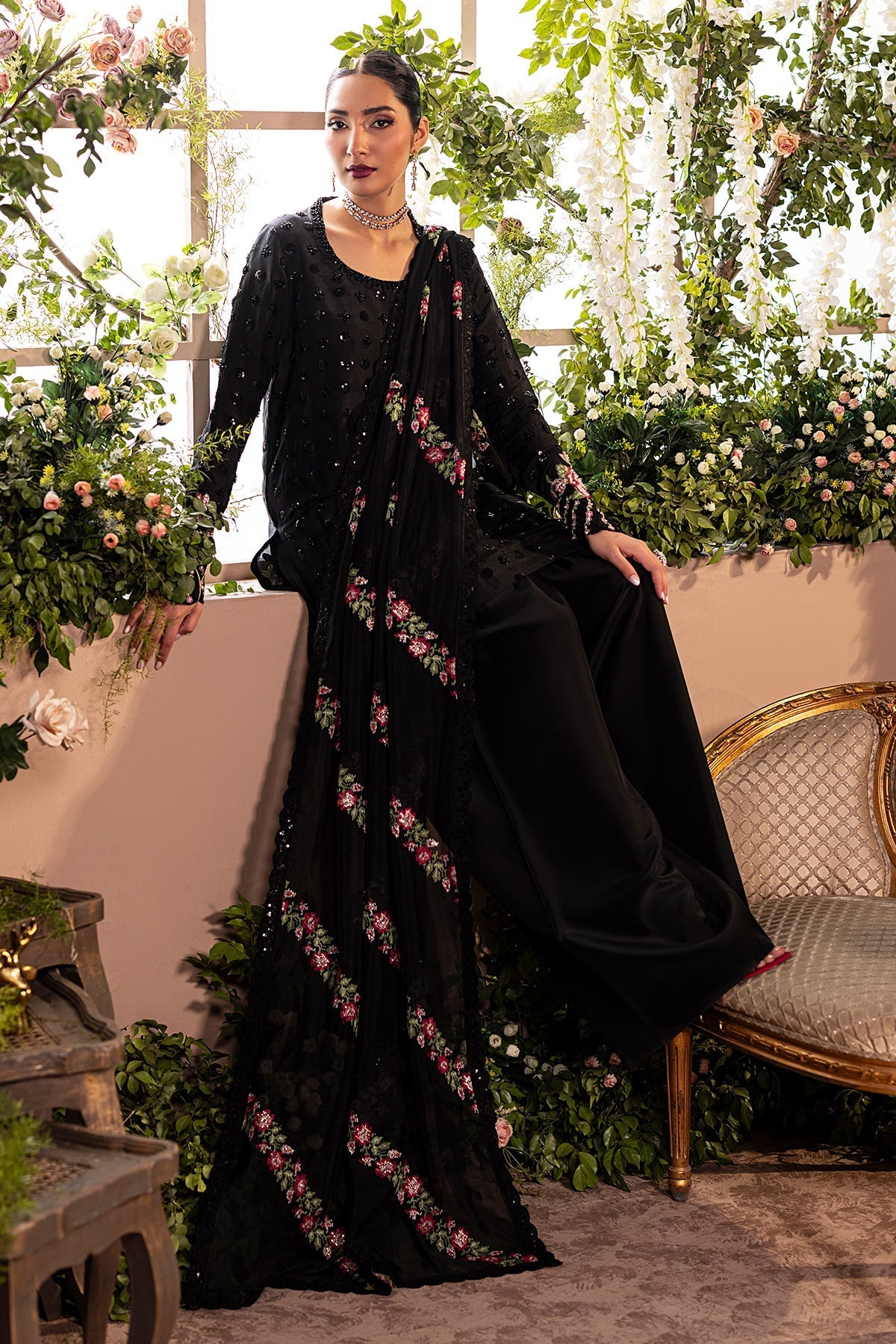 OPAL BY CHARIZMA | FULLY HEAVY MULTI THREAD EMBROIDERED SEQUENCE WORK WITH PEARL'S, STONE, & HANGING TASSELS WORK | UNSTITCHED 3-PIECE SUIT