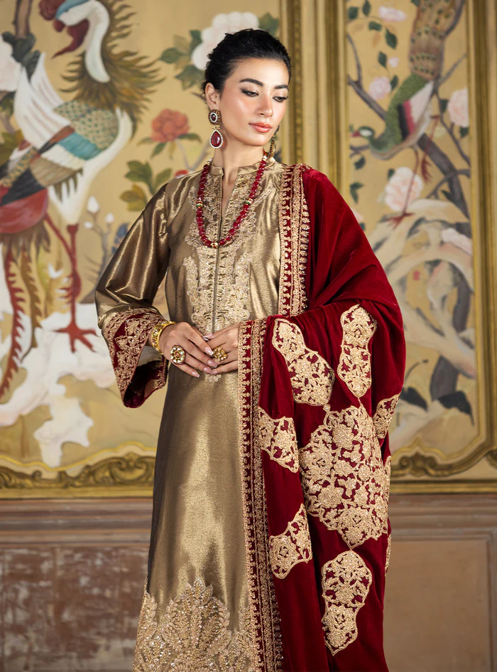 ZAINAB CHOTTANI HEAVY EMBROIDERED MESSORI FORMAL WITH LUXURY VELVET SHAWL 