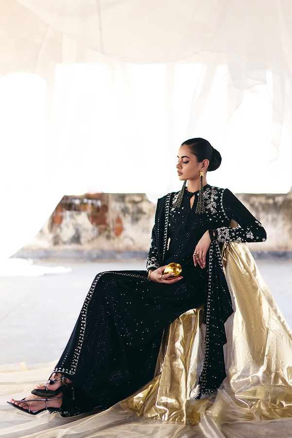 VIVORA BY SUFFUSE | ELEGANTLY ARTICLE | HEAVY THREAD EMBROIDERED SEQUENCE WORK WITH HANGING CRYSTAL TASSELS | LUXURY CHIFFON COLLECTION 25' | UNSTITCHED 3-PIECE SUIT