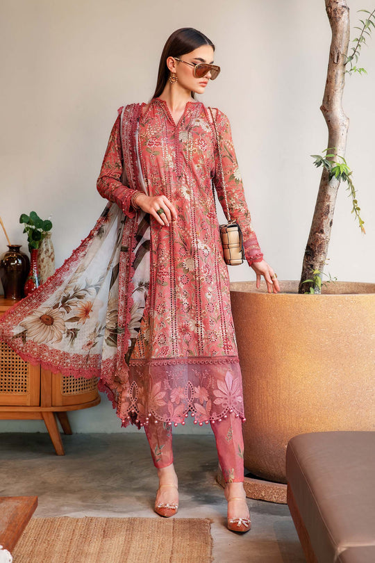 MARIA B | MPRINTS LUXURY LAWN CHICKENKARI WORK WITH HEAVY EMBROIDERED | UNSTITCHED 3-PIECE SUIT | MPT-2508-A