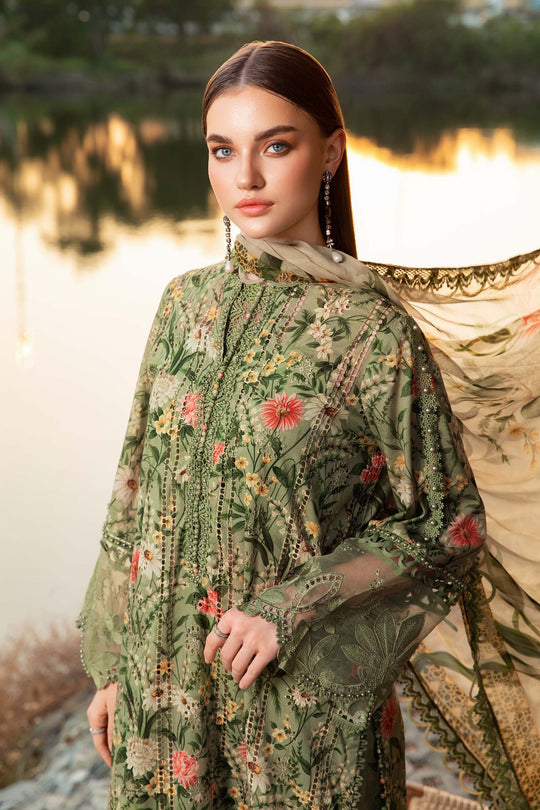 MARIA B | MPRINTS LUXURY LAWN CHICKENKARI WORK WITH HEAVY EMBROIDERED | UNSTITCHED 3-PIECE SUIT | MPT-2508-B