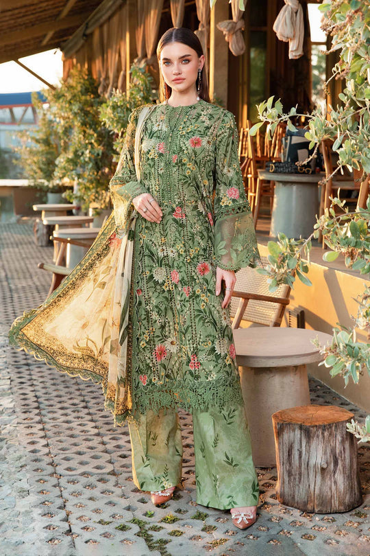 MARIA B | MPRINTS LUXURY LAWN CHICKENKARI WORK WITH HEAVY EMBROIDERED | UNSTITCHED 3-PIECE SUIT | MPT-2508-B