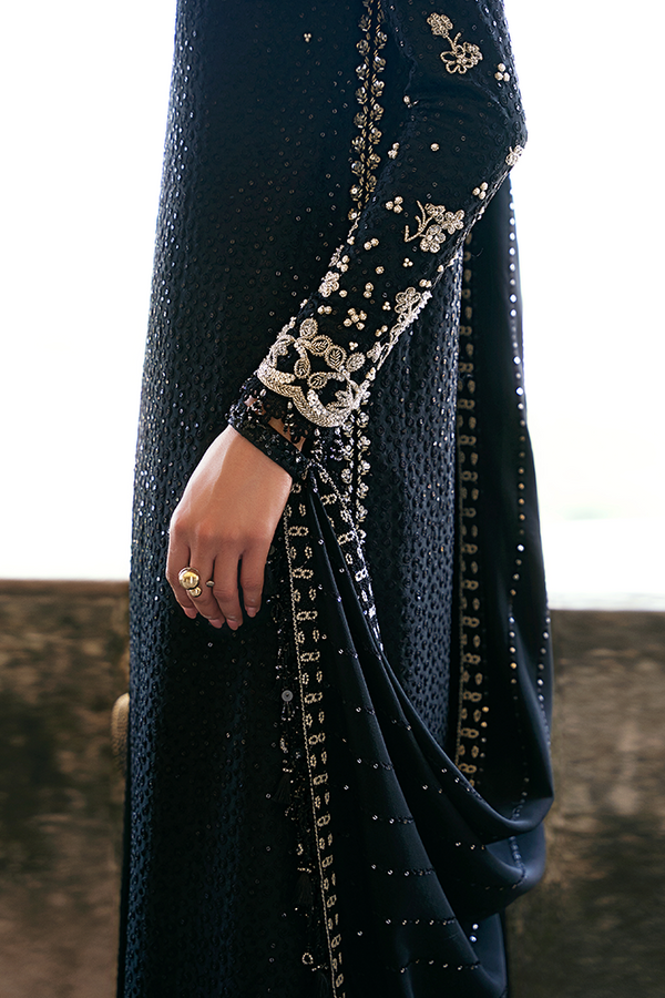 VIVORA BY SUFFUSE | ELEGANTLY ARTICLE | HEAVY THREAD EMBROIDERED SEQUENCE WORK WITH HANGING CRYSTAL TASSELS | LUXURY CHIFFON COLLECTION 25' | UNSTITCHED 3-PIECE SUIT