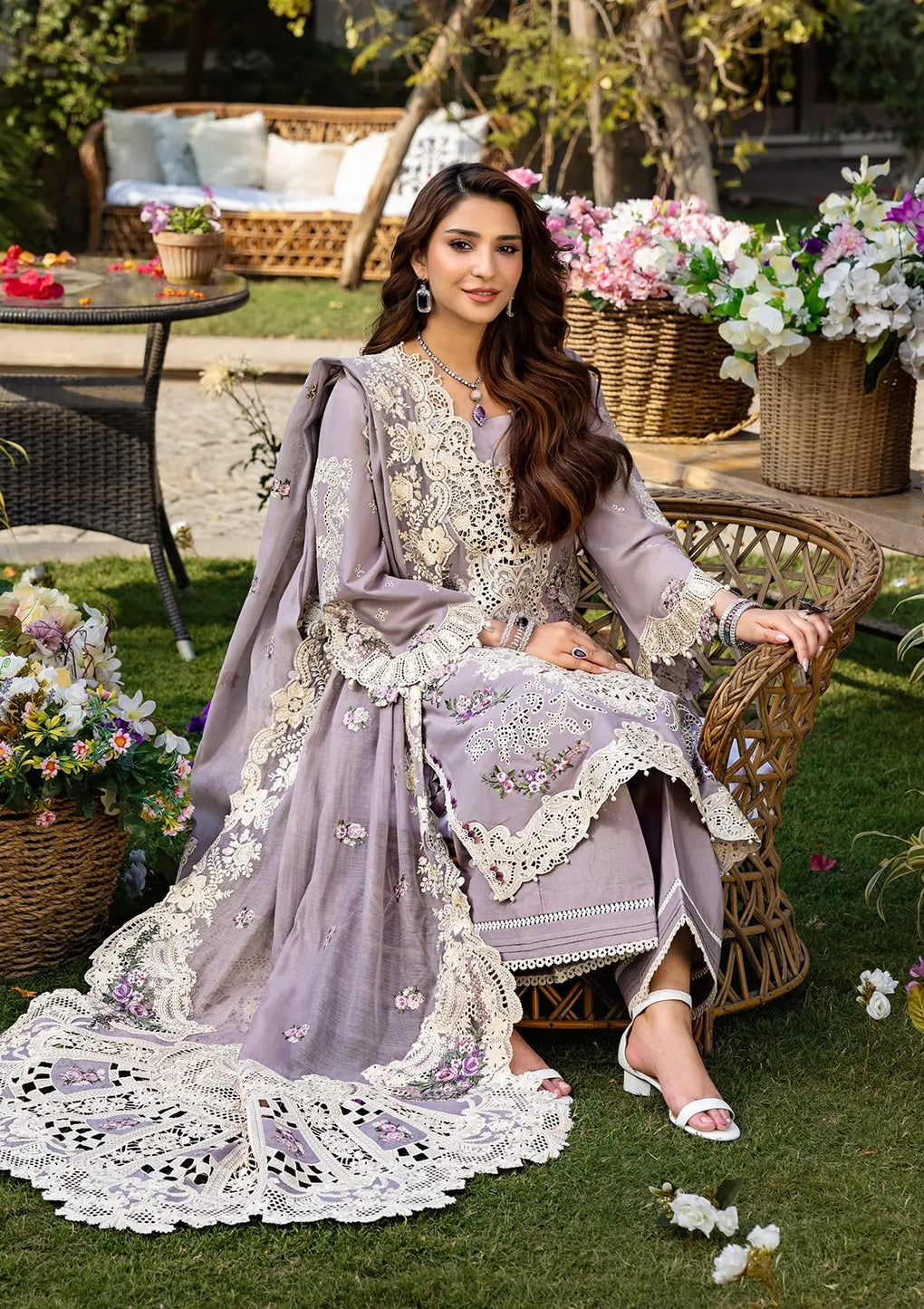 RAHA BY ELAF | LUXURY CHICKENKARI LAWN WITH FULLY HEAVY MULTI THREAD EMBROIDERED WORK | UNSTITCHED 3-PIECE SUIT ELM-1A