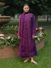 BIN ILYAS | LUXURY LAWN FULLY HEAVY MULTI THREAD EMBROIDERED WORK | UNSTITCHED 3-PIECE SUIT | D-105-B