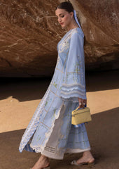 FLOW BY CRIMSON | ELEGANTLY MULTI DIGITAL PRINTED LAWN WITH ATTACHED CHICKENKARI LACE & HEAVILY EMBROIDERED THREAD WORK | UNSTITCHED 3-PIECE SUIT | A GIRL IN THE GARDEN | D-07-B