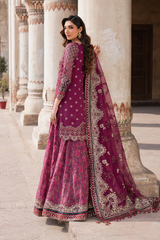 IZNIK | EXCLUSIVE GHARARA | ELEGANTLY PREMIUM HAND EMBELLISHMENT EMBROIDERED CHIFFON GHARARA | DC-ILC-04