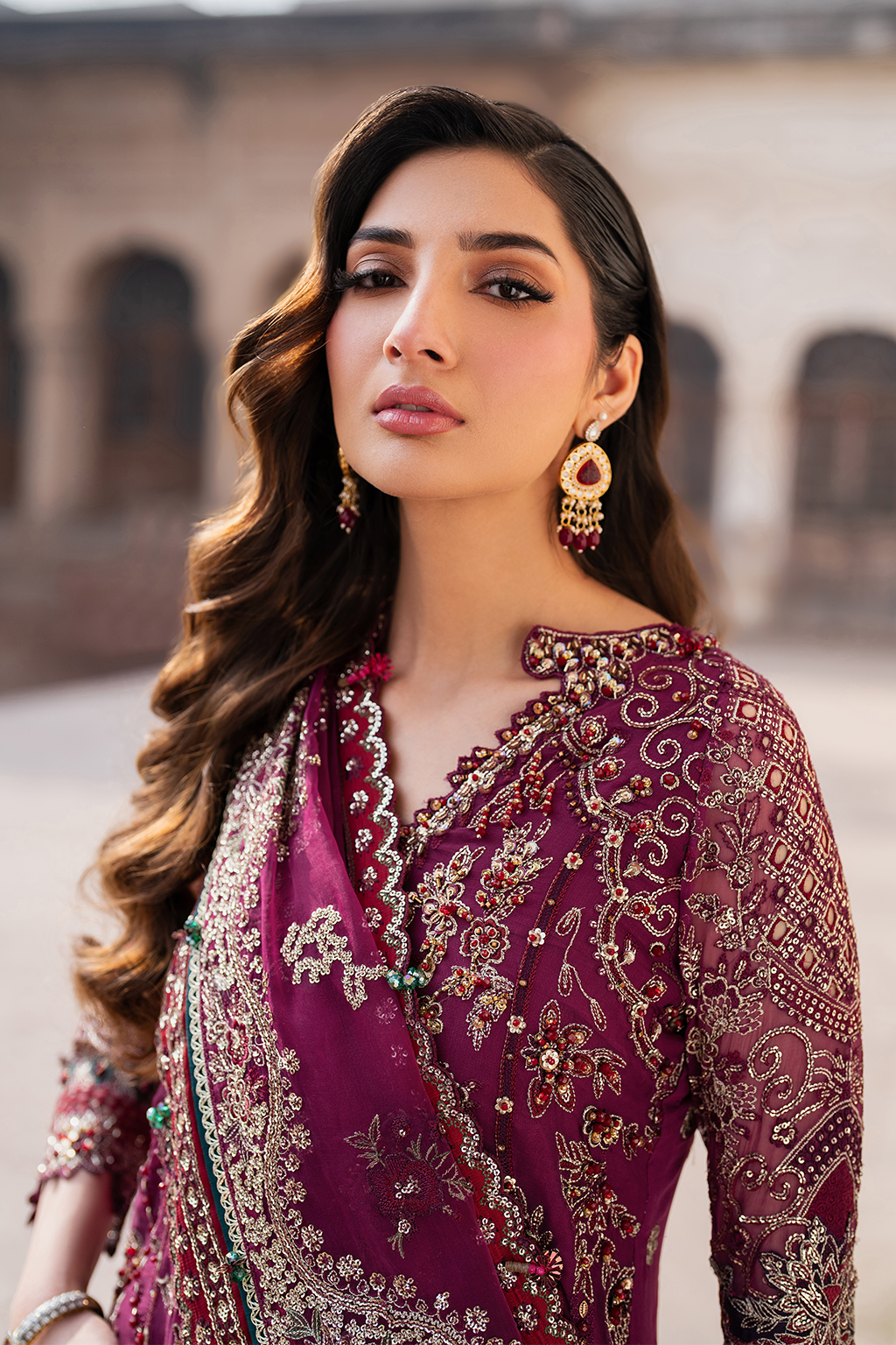 IZNIK | EXCLUSIVE GHARARA | ELEGANTLY PREMIUM HAND EMBELLISHMENT EMBROIDERED CHIFFON GHARARA | DC-ILC-04