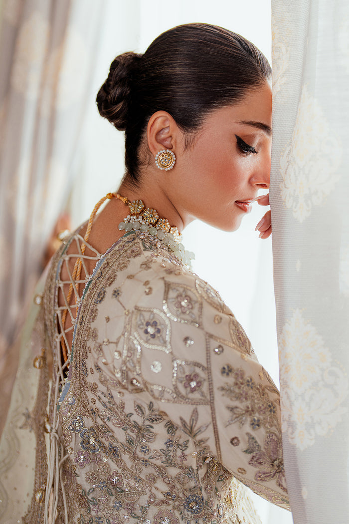 OUTCLASS ARTICLE BY BAROQUE | ELEGANTLY BRIDAL MAXI |PREMIUM HAND EMBELLISHMENT EMBROIDERED SOFT NET MAXI | UNSTITCHED 3-PIECE MAXI | CH13-06