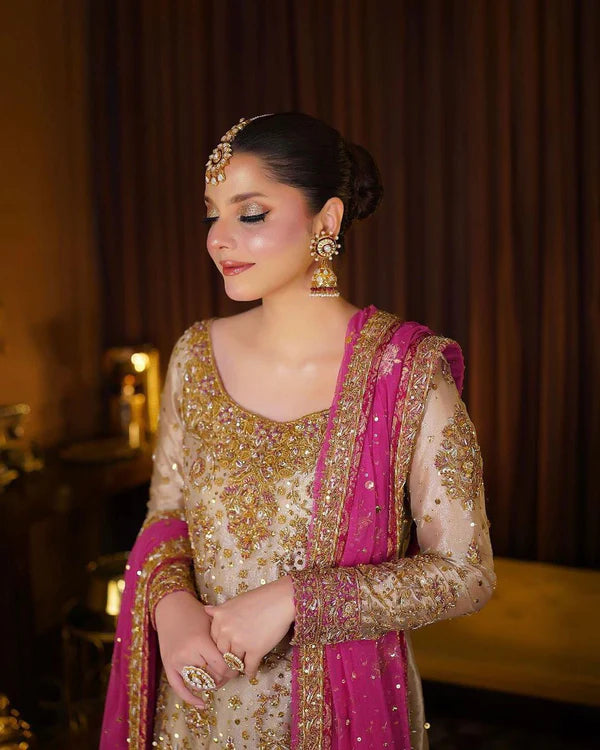 HARIS SHAKEEL | EXCLUSIVE WEAR | PREMIUM HAND EMBELLISHMENTE EMBROIDERED MESURI SHIRT | UNSTITCHED 3-PIECE SUIT