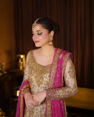 HARIS SHAKEEL | EXCLUSIVE WEAR | PREMIUM HAND EMBELLISHMENTE EMBROIDERED MESURI SHIRT | UNSTITCHED 3-PIECE SUIT