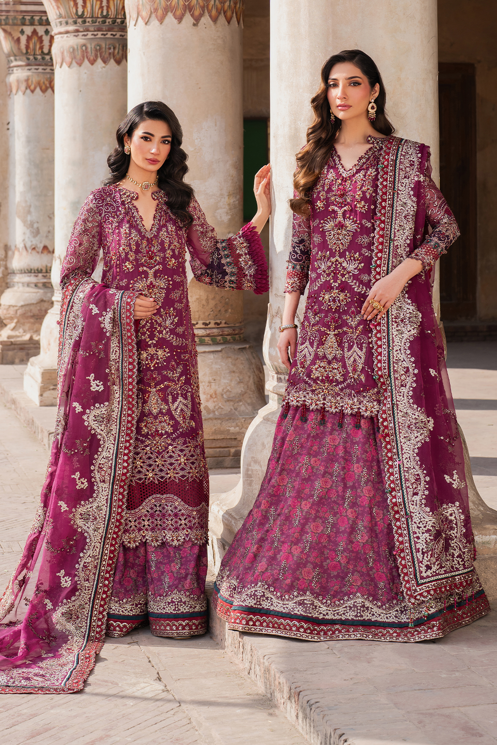 IZNIK | EXCLUSIVE GHARARA | ELEGANTLY PREMIUM HAND EMBELLISHMENT EMBROIDERED CHIFFON GHARARA | DC-ILC-04
