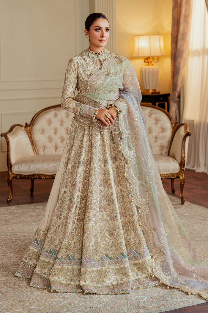 OUTCLASS ARTICLE BY BAROQUE | ELEGANTLY BRIDAL MAXI |PREMIUM HAND EMBELLISHMENT EMBROIDERED SOFT NET MAXI | UNSTITCHED 3-PIECE MAXI | CH13-06