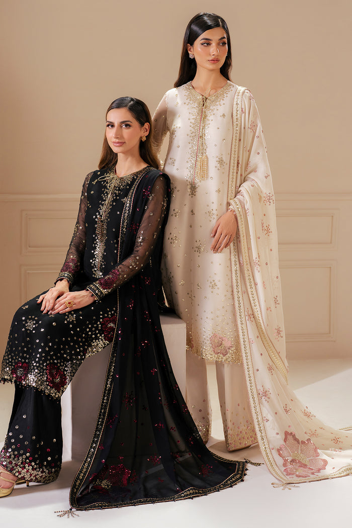 JAZMIN - ELEGANTLY ARTICLE | LUXURY CHIFFON | FULLY HEAVY EMBROIDERED SEQUENCE WORK | UNSTITCHED 3-PIECE SUIT | UC-3069
