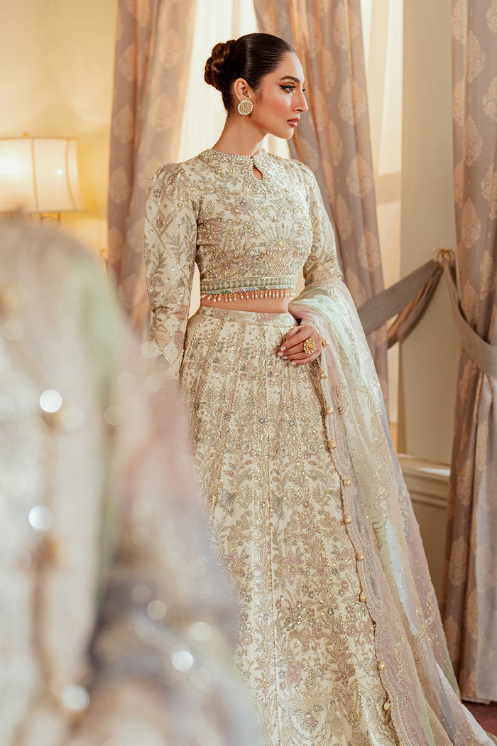 OUTCLASS ARTICLE BY BAROQUE | ELEGANTLY BRIDAL MAXI |PREMIUM HAND EMBELLISHMENT EMBROIDERED SOFT NET MAXI | UNSTITCHED 3-PIECE MAXI | CH13-06