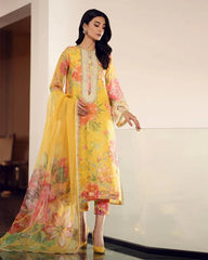 BAROQUE DIGITAL PRINTED SWISS LAWN COLLECTION - EMBROIDERED - YELLOW FLORAL