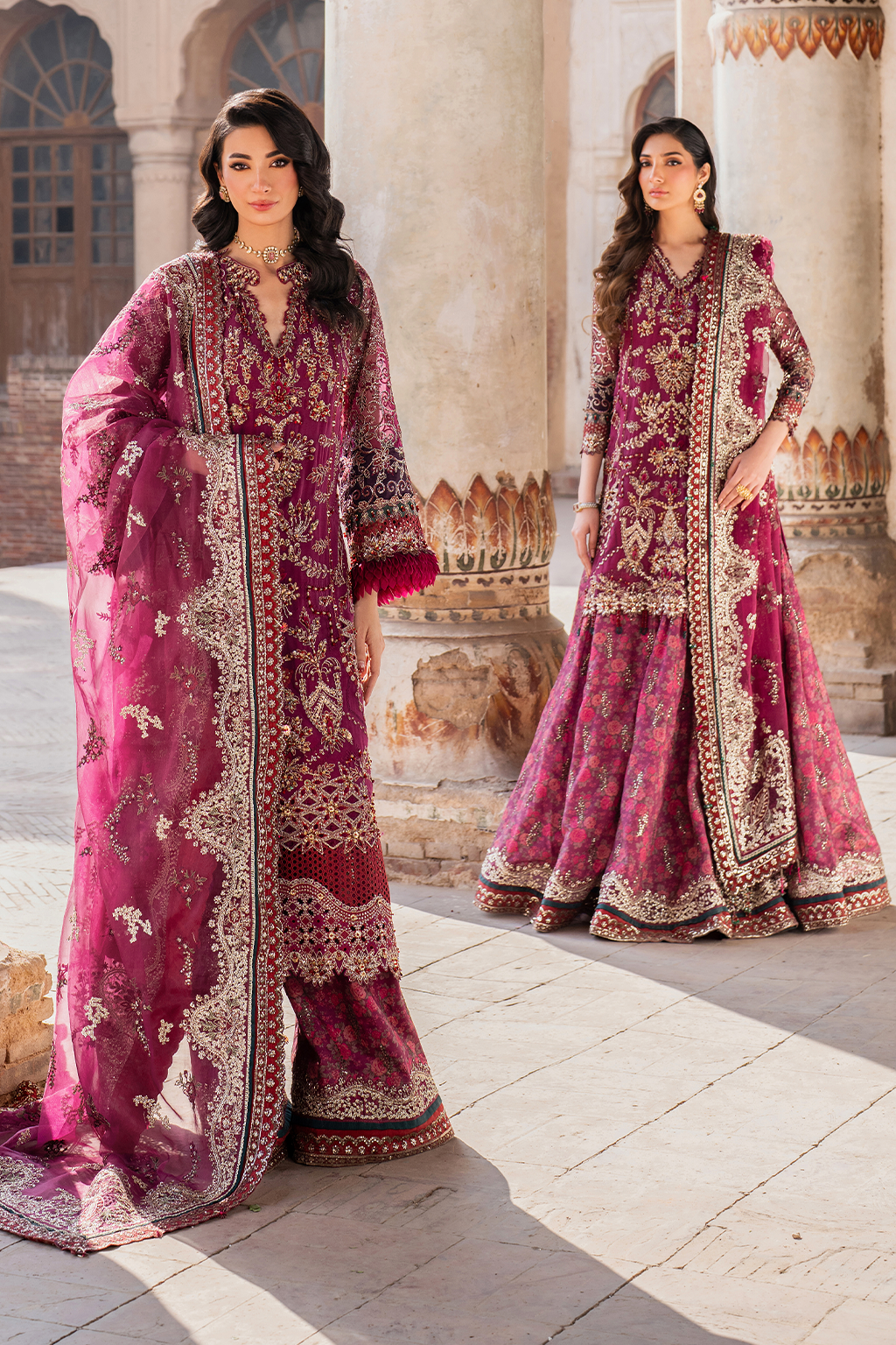 IZNIK | EXCLUSIVE GHARARA | ELEGANTLY PREMIUM HAND EMBELLISHMENT EMBROIDERED CHIFFON GHARARA | DC-ILC-04
