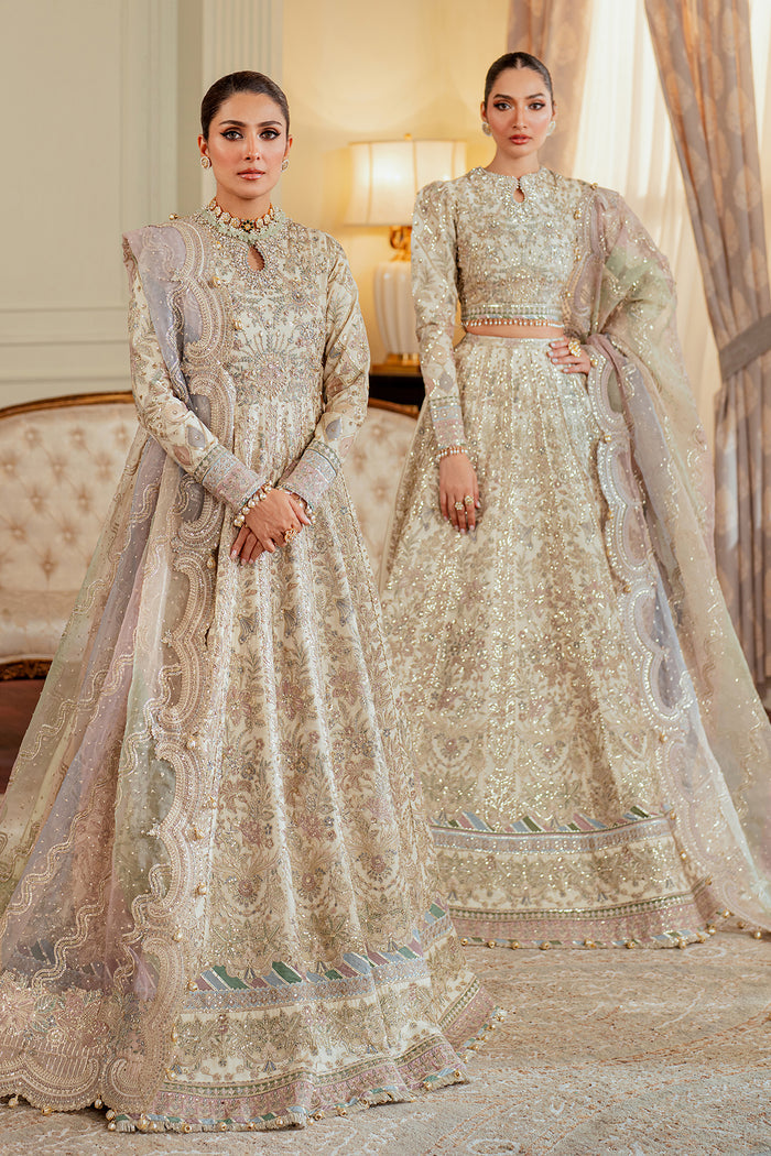 OUTCLASS ARTICLE BY BAROQUE | ELEGANTLY BRIDAL MAXI |PREMIUM HAND EMBELLISHMENT EMBROIDERED SOFT NET MAXI | UNSTITCHED 3-PIECE MAXI | CH13-06