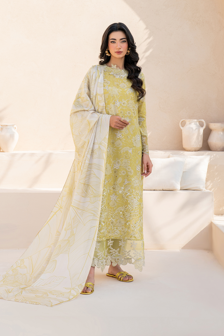 IZNIK | LUXURY DIGITAL PRINTED WITH HEAVY CHICKENKARI EMBROIDERED LAWN - UNSTITCHED 3-PIECE SUIT | EFL-08