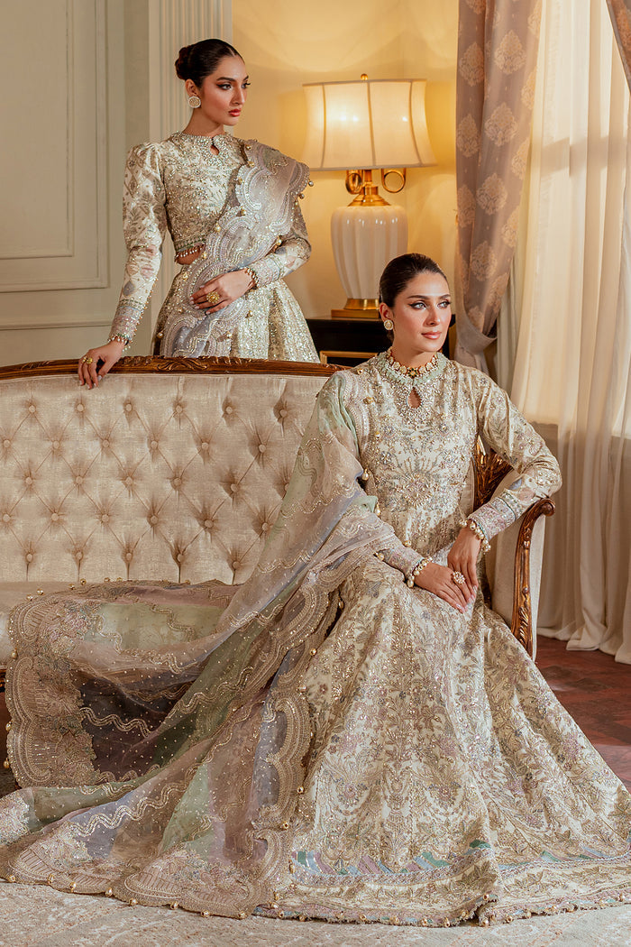 OUTCLASS ARTICLE BY BAROQUE | ELEGANTLY BRIDAL MAXI |PREMIUM HAND EMBELLISHMENT EMBROIDERED SOFT NET MAXI | UNSTITCHED 3-PIECE MAXI | CH13-06