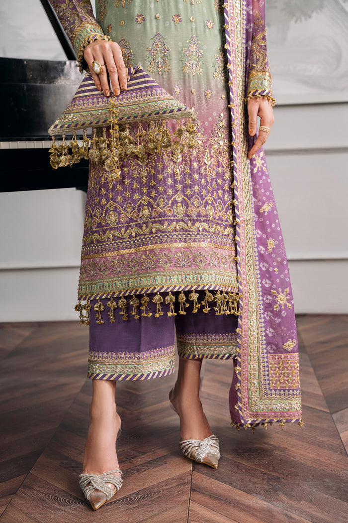 CHANTELLE BY BAROQUE | EXCLUSIVE WEAR | PREMIUM HAND EMBELLISHMENTE EMBROIDERED CHIFFON DRESS | UNSTITCHED 3-PIECE SUIT | DESIGN-12-08