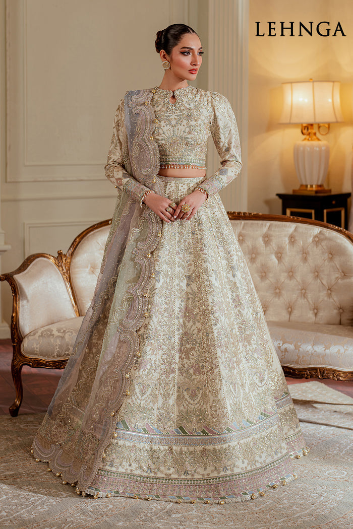 OUTCLASS ARTICLE BY BAROQUE | ELEGANTLY BRIDAL MAXI |PREMIUM HAND EMBELLISHMENT EMBROIDERED SOFT NET MAXI | UNSTITCHED 3-PIECE MAXI | CH13-06