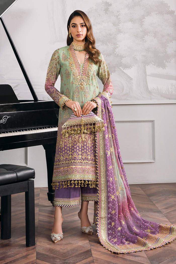 CHANTELLE BY BAROQUE | EXCLUSIVE WEAR | PREMIUM HAND EMBELLISHMENTE EMBROIDERED CHIFFON DRESS | UNSTITCHED 3-PIECE SUIT | DESIGN-12-08
