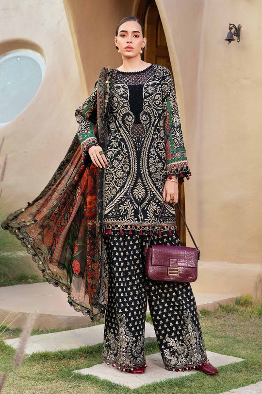 MARIA B | M PRINTS WITH HEAVY EMBROIDERED UNSTITCHED 3-PIECE SUIT | MPT-2512-B