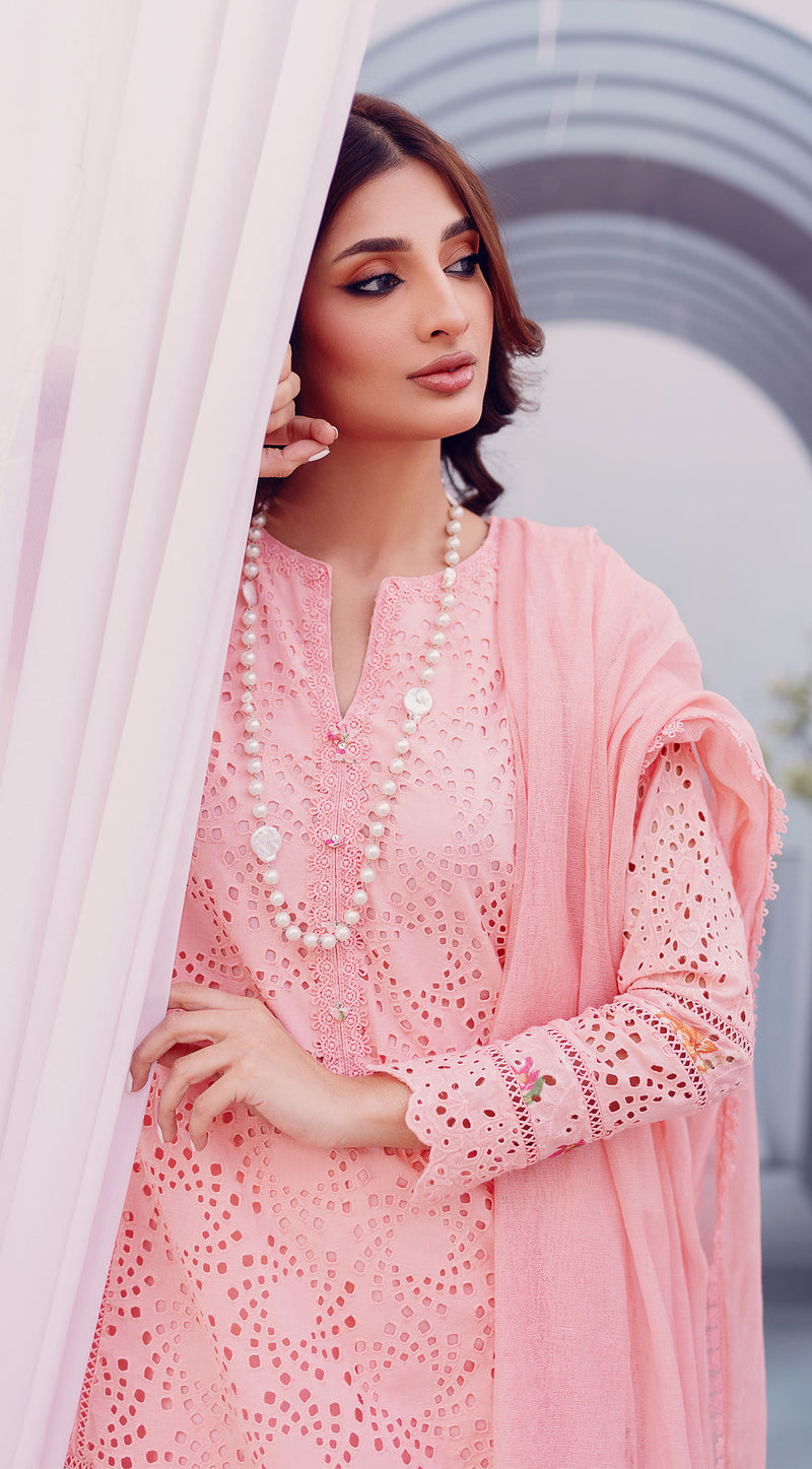 PINK DOVE BY SABEEN ABBAS | LUXURY CHICKENKARI WORK WITH FULL HEAVY EMBROIDERED LAWN | UNSTITCHED 3-PIECE SUIT