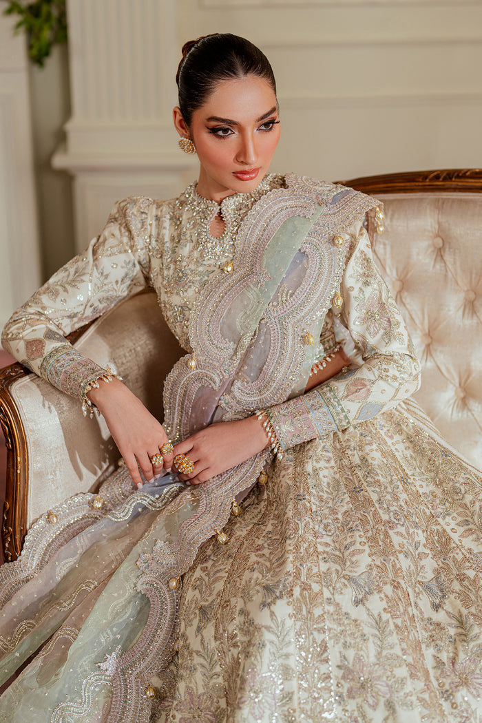 OUTCLASS ARTICLE BY BAROQUE | ELEGANTLY BRIDAL MAXI |PREMIUM HAND EMBELLISHMENT EMBROIDERED SOFT NET MAXI | UNSTITCHED 3-PIECE MAXI | CH13-06