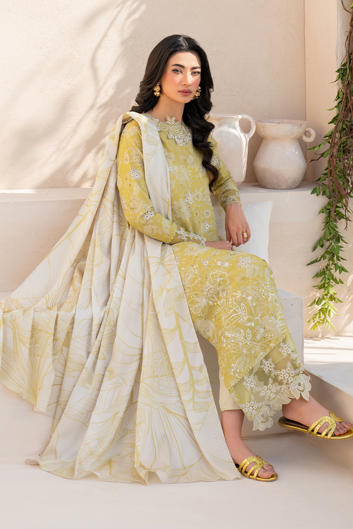 IZNIK | LUXURY DIGITAL PRINTED WITH HEAVY CHICKENKARI EMBROIDERED LAWN - UNSTITCHED 3-PIECE SUIT | EFL-08