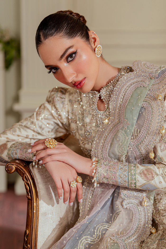 OUTCLASS ARTICLE BY BAROQUE | ELEGANTLY BRIDAL MAXI |PREMIUM HAND EMBELLISHMENT EMBROIDERED SOFT NET MAXI | UNSTITCHED 3-PIECE MAXI | CH13-06