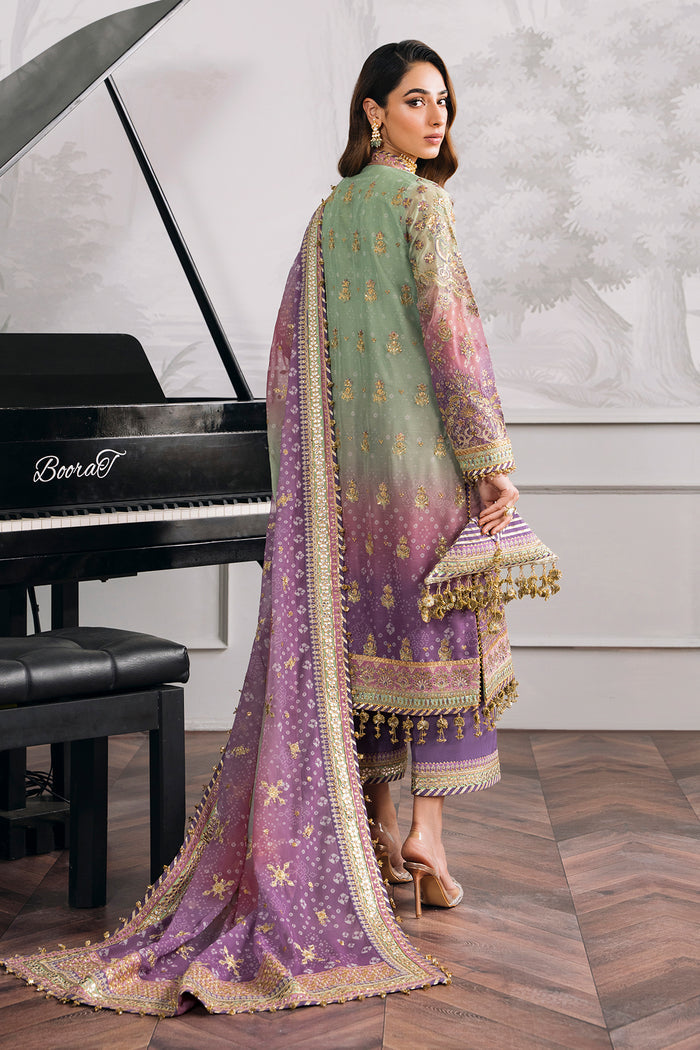 CHANTELLE BY BAROQUE | EXCLUSIVE WEAR | PREMIUM HAND EMBELLISHMENTE EMBROIDERED CHIFFON DRESS | UNSTITCHED 3-PIECE SUIT | DESIGN-12-08