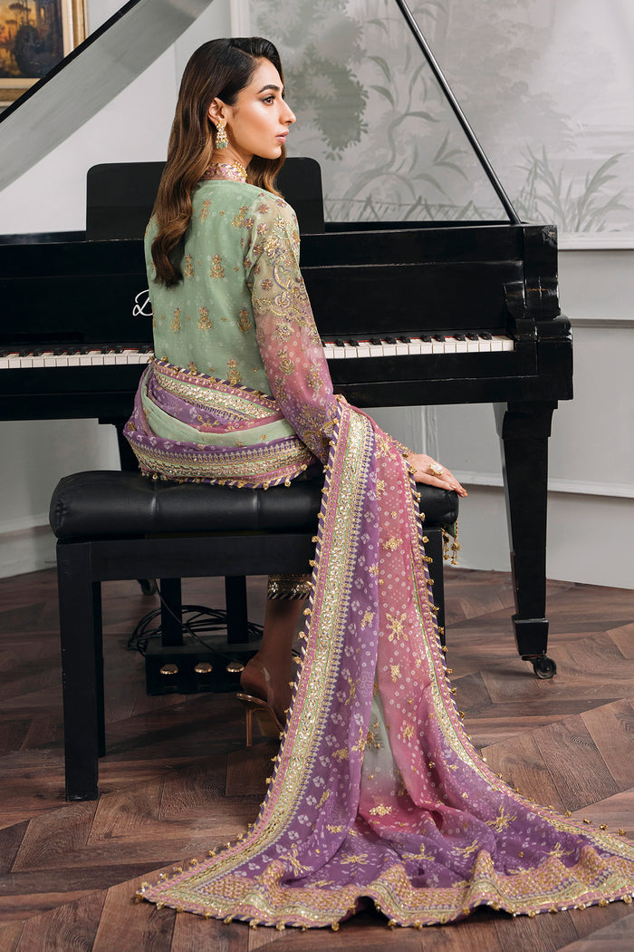 CHANTELLE BY BAROQUE | EXCLUSIVE WEAR | PREMIUM HAND EMBELLISHMENTE EMBROIDERED CHIFFON DRESS | UNSTITCHED 3-PIECE SUIT | DESIGN-12-08