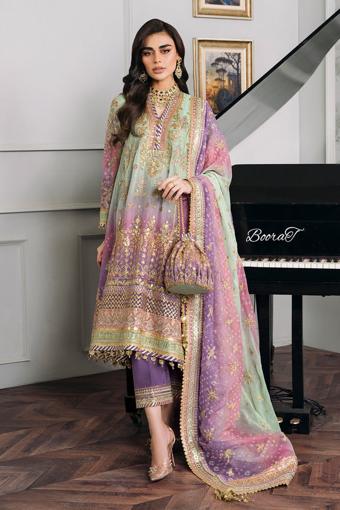 CHANTELLE BY BAROQUE | EXCLUSIVE WEAR | PREMIUM HAND EMBELLISHMENTE EMBROIDERED CHIFFON DRESS | UNSTITCHED 3-PIECE SUIT | DESIGN-12-08