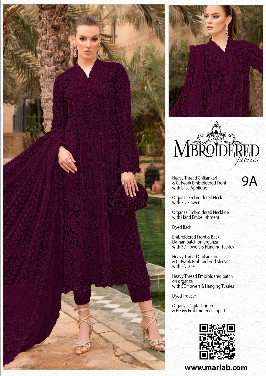 MARIA.B | COMPLEMENTING THE LAWN GOWN IS A BEAUTIFULLY LASER CUT DESIGN WORK & FULLY HEAVY EMBROIDERED WORK | UNSTITCHED 3-PIECE SUIT