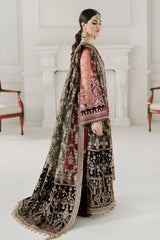 BAROQUE | ELEGANTLY WEAR | FULLY HEAVY MULTI THREAD EMBROIDERED WORK WITH HANGING TASSELS WORK NET SHIRT | UNSTITCHED 3-PIECE SUIT | CH10-07