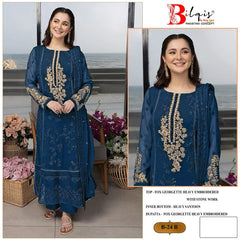 HANIA AMIR | BILQIS  ELEGANTLY FULL HEAVY HANDMADE EMBROIDERED CHIFFON | UNSTITCHED 3-PIECE SUIT | B-24 B