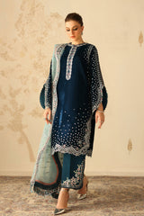 BAROQUE | ELEGANTLY EMBROIDERED VELVET SHIRT | FULLY HEAVY MULTI THREAD EMBROIDERED SEQUENCE WORK WITH HANGING TASSELS WORK | UNSTITCHED 3-PIECE SUIT | UF-4310