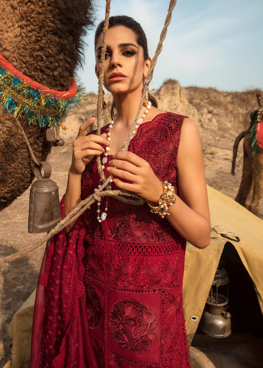 ROUGE BY SAIRA SHAKIRA  "LUXURY EMBROIDERED LAWN 25" UNSTITCHED 3-PIECE SUIT "VALENTINE RED"